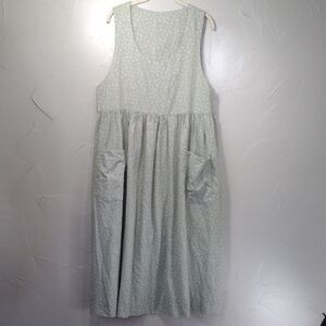 Pale Green Homesewn Cottagecore Sleeveless Jumper Dress with Pockets